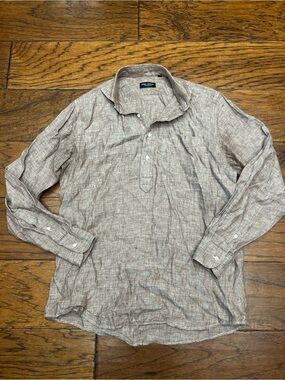 Spier & McKay Casual Linen-Blend Long-Sleeve popover Shirt